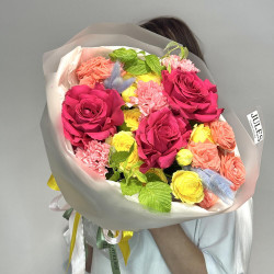 Дофаминовый букет с французскими розами
